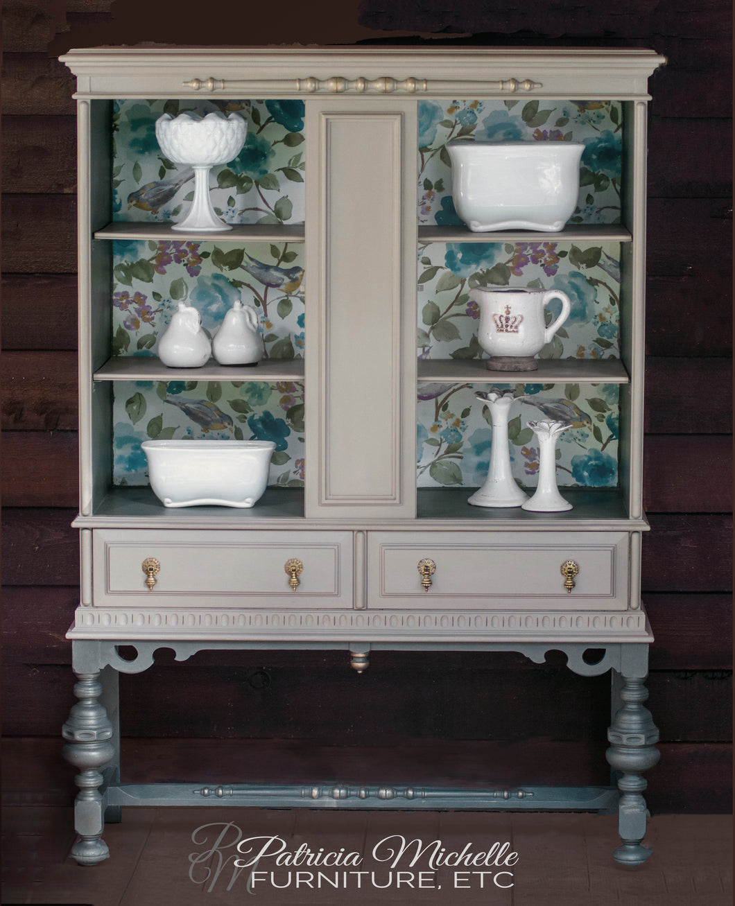 Open Fronted Floral Backed Hutch