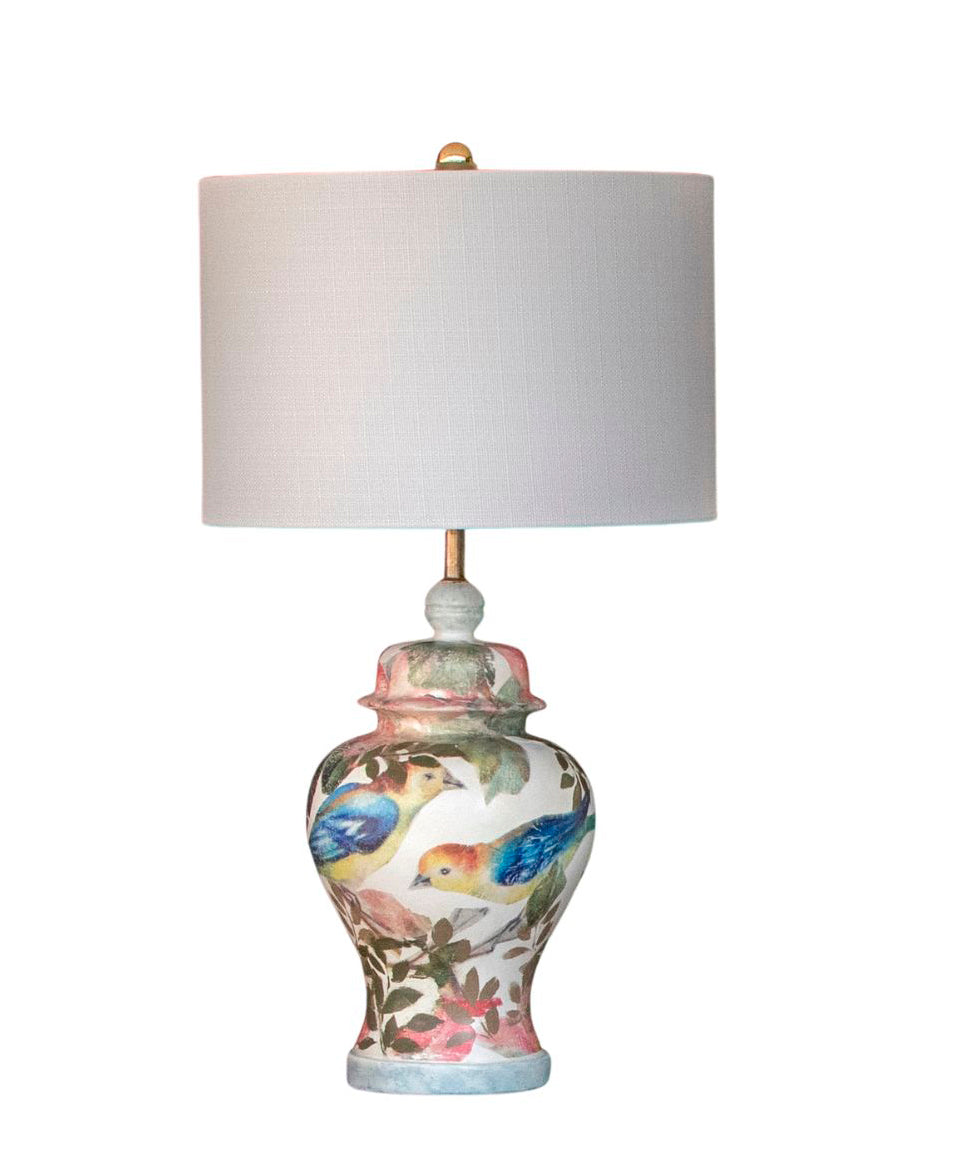 Lamp- Ginger Jar with Blue Birds- FREE SHIPPING